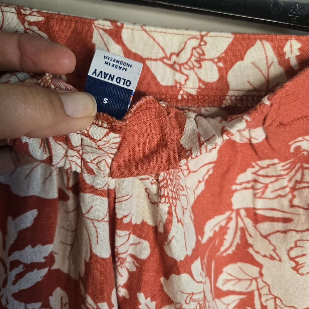 Old Navy Linen Blend Column Small Medium Orange Floral Tank Maxi Skirt Slit Set - Picture 7 of 15